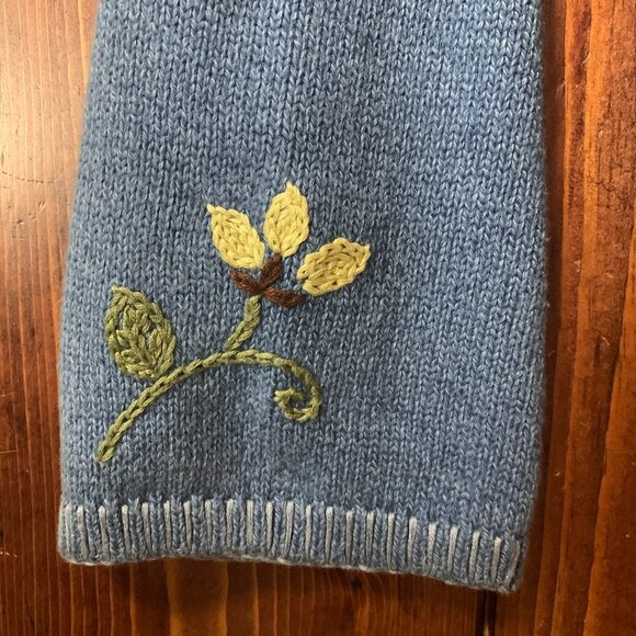 Lord & Taylor Blue Floral Embroidered Women's Large Tie Front Knit Cardigan EUC - Picture 9 of 15